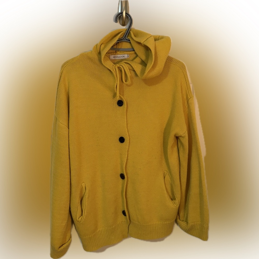 Misslook Women’s Yellow Hooded Cardigan – Size M